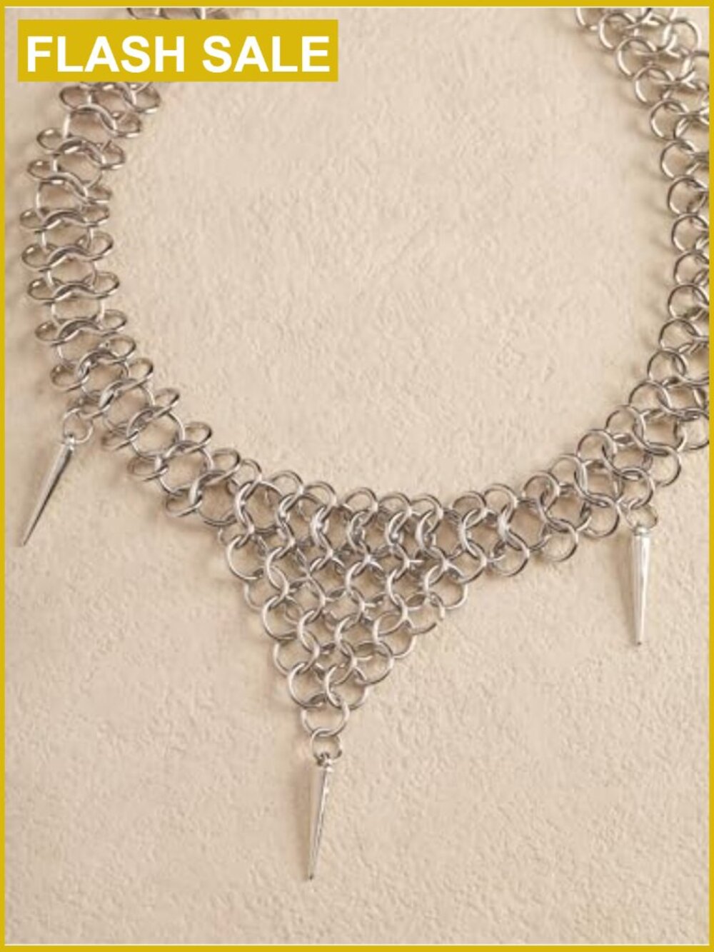Chunky Spike Choker Necklace, Gothic Emo Punk Grunge Jewelry, Layered - Picture 6 of 7